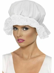 Storico cosplay abito fantasia cameriera vittoriana bianco mop berretto cappello bianco con pizzo - Foto 1 di 1