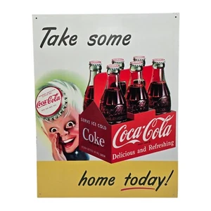 Coca Cola Coke Sprite Boy Advertising Vtg Retro Metal Tin Sign New 16"x12.5" - Picture 1 of 2