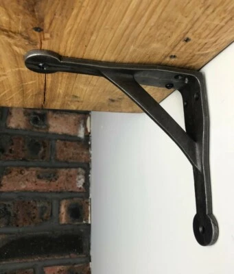 SHELF  BRACKETS PAIR OF CAST IRON  GALLOW  6" X 6"  ANTIQUE IRON/ BLACK FINISH - Image 1 of 4