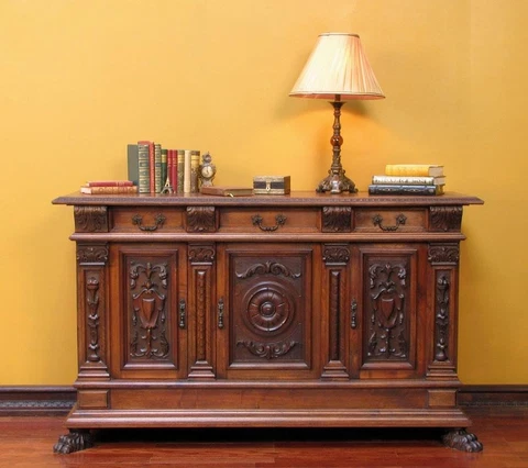 Antique Italian Carved Renaissance Sideboard Cabinet Cover