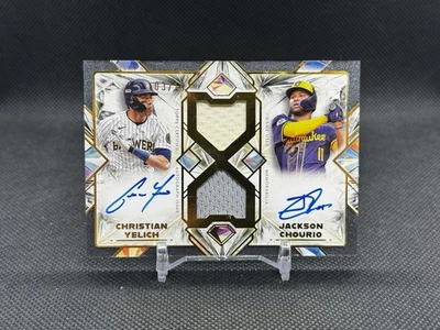 2025 Topps Diamond Icons Christian Yelich Jackson Chourio Dual Auto Relic /10 SP - Image 1 of 2