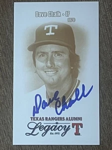 Texas Rangers Alumni Legacy Team Karte Dave Chalk HANDSIGNIERT - Bild 1 von 1