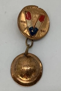 Antiguo Victory Wheat Pennies de la Segunda Guerra Mundial - Casco y estampado rojo blanco y azul 'V' - Imagen 1 de 9