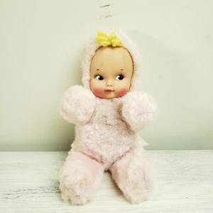 Bambola vintage Knickerbocker faccia di gomma bambina animali di distinzione rosa - Foto 1 di 8