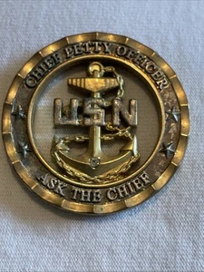 US Navy Chief Petty Officer Ask The Chief challenge coin with Anchor Stone - Picture 1 of 5