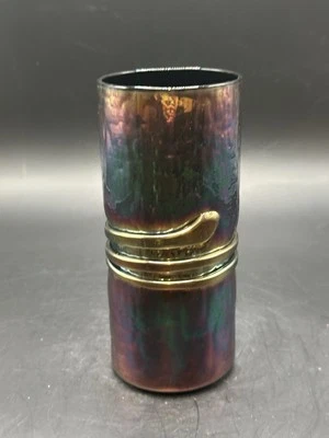 Copos de vidro vintage assinado Esteban Prieto iridescente estúdio arte 5,75" torção cobra - Imagem 1 de 4