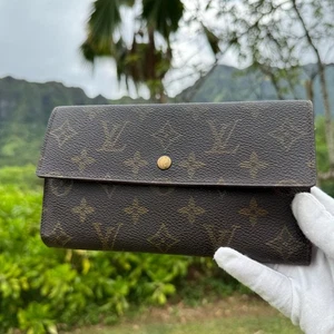 Auténtica cartera larga vintage Louis Vuitton de lona con monograma - Imagen 1 de 16