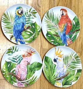 Tommy Bahama Papagei Tropische Vögel MELAMIN Salatteller 4er Set - Bild 1 von 1
