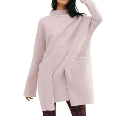 Free People Collection Zoe Swit Lavender LuxeWool Relaxed Mock Neck Pocket Dress - Image 1 of 4