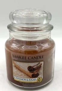 Yankee Candle Retired "CINNAMON & SUGAR" Med 14.5 oz WHITE LABEL RARE NEW - Picture 1 of 5