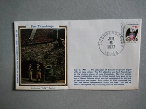 US 1777 Fort Ticonderoga Colorano Silk Cover , American Revolution - Picture 1 of 2