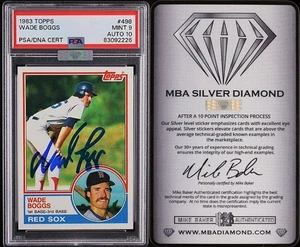1983 Topps Wade Boggs #498 RC RED SOX PSA 9 AUTO 10 MBA SILVER DEAD CENTERED!! - Bild 1 von 5