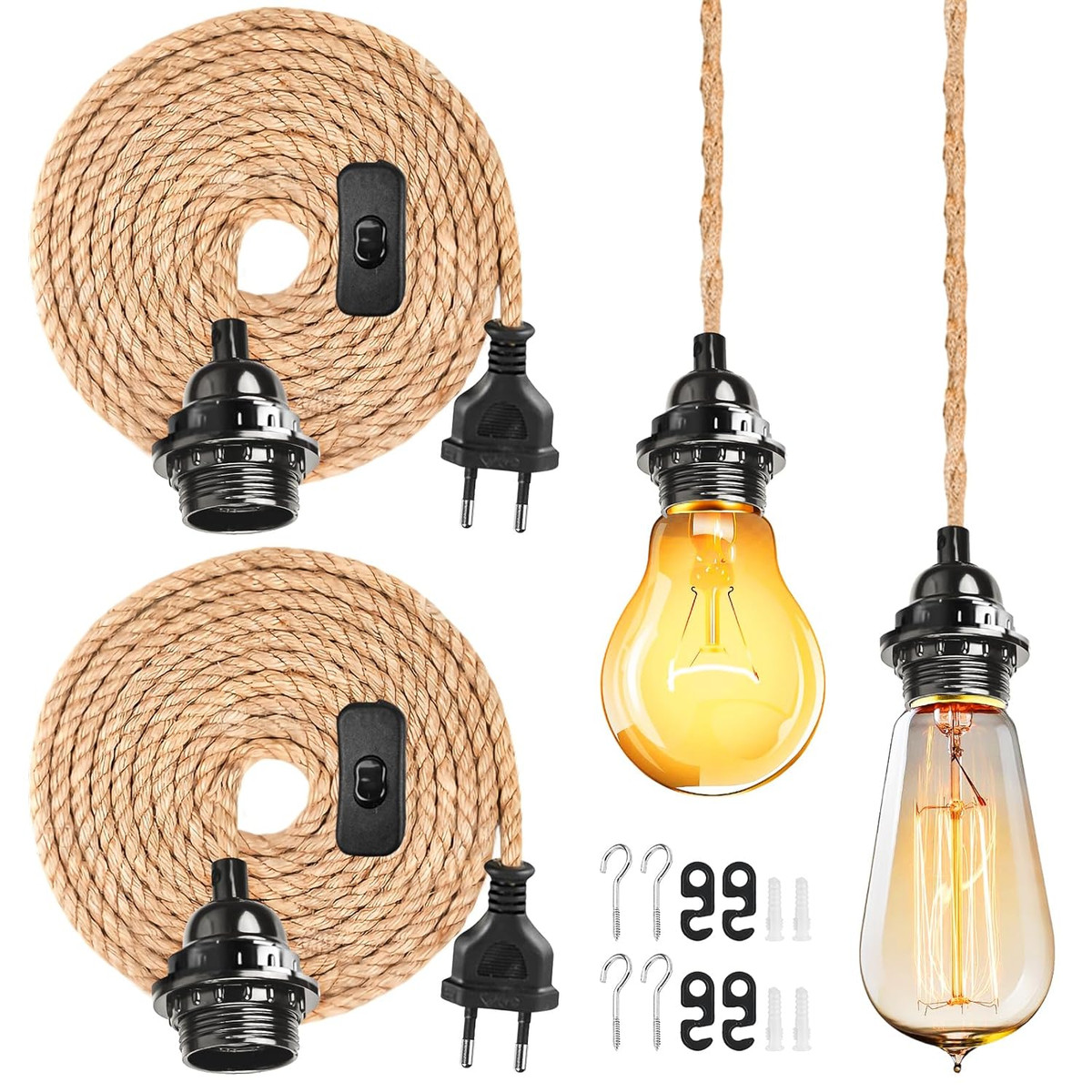 Portalampada E27 Vintage In Ceramica - Set 4 Pezzi Per Lampadine Edison - Foto 6