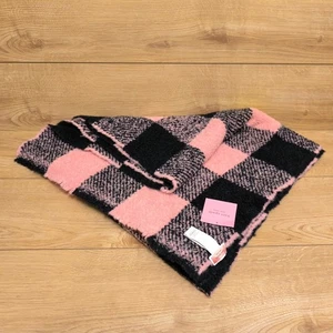 Kate Spade Chal Bufanda Envoltura Otoño Cuadros Negro/Rosa Talla Grande con Etiquetas - Imagen 1 de 9
