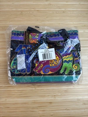 VINTAGE LAUREL BURCH DOGGIES CANVAS TOTE BAG PURSE - Whimsical 8x11" - NOS - Image 1 of 4