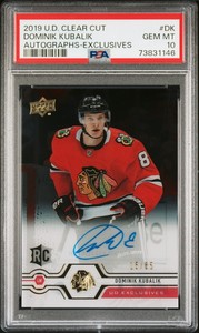 DOMINIK KUBALIK 2019-20 UD CLEAR CUT EXCLUSIVES PSA 10 ROOKIE CARD AUTO RC POP 1