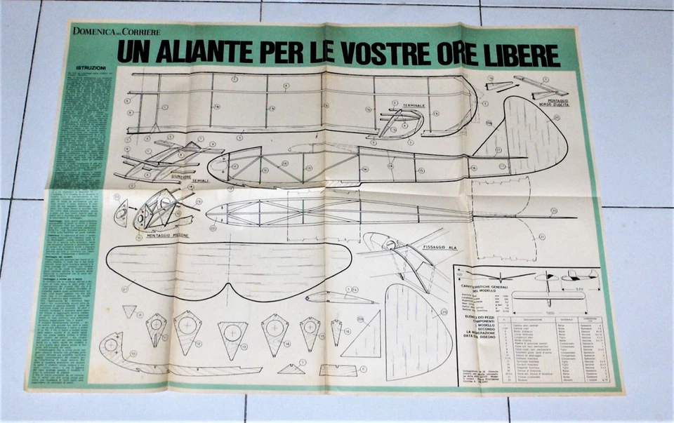 Piano di costruzione UN ALIANTE PER LE VOSTRE ORE LIBERE Domenica del Corriere - Immagine 1 di 1