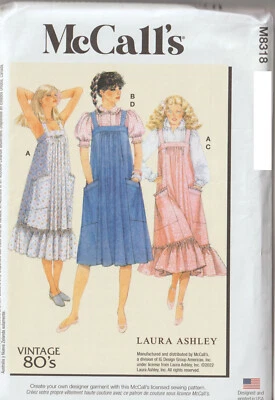 McCalls 8318 Vintage Retro 80s Dress Blouse Laura Ashley Pattern Misses Size New - Image 1 of 2
