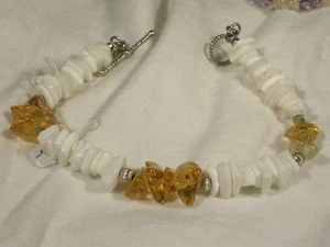 7in  Puka & Citrine Bead Bracelet - Picture 1 of 1