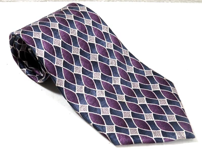 Stafford Silk Tie Blue Purple Geometric Necktie 57 x 4 New - Image 1 of 4