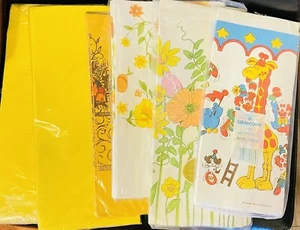 Vintage Paper Table Covers Tablecloths Lot/6 Yellow Pink Flowers Child’s Bday - Picture 1 of 7