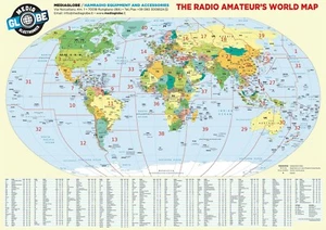 CARTINA RADIOAMATEUR WORLD'S MAP PREFISSI INTERNAZIONALI DIMENSIONI 84 x 60 - Photo 1/1