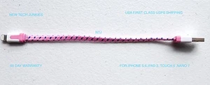 SHORT 8" Flat Braided USB Charger data Cable power for iPhone X 8 7 6 Plus 5s 5c - Picture 1 of 13
