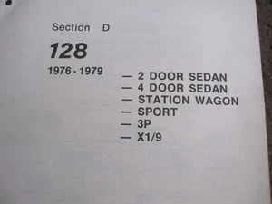 FIAT X1/9 128 3P SEDAN SPORT WAGON  EXTERIOR PARTS GUIDE 1976-79 - Picture 1 of 4