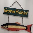 Vintage Nos Gone Fishin' Wall Plaque Trout