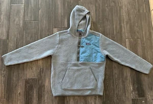 PATAGONIA Men's Retro Pile Pullover Hoodie Fleece 1/2 Zip Blue Gray Size M - Picture 1 of 9