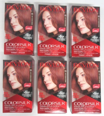 Paquete de 6 colores de cabello Revlon ColorSilk Beautiful Color™ - 55 marrón rojizo claro Foto 1 de 4