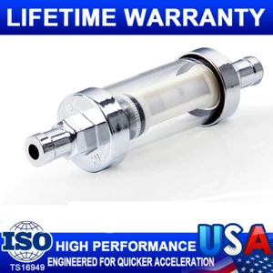 10mm 3/8'' Universal Chrome Glass Fuel Filter Car Petrol Diesel Inline Reusable - Picture 1 of 13