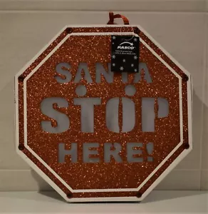 LETRERO KASCO LUZ LED COLGANTE NAVIDAD SANTA PARADA AQUÍ CON ARO COLGANTE - Imagen 1 de 3