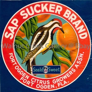 Florida Fruit Crate Label Fine Art Print, Bird, approx 10.8"x 10.8" 13025 - Picture 1 of 1