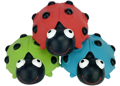Multipet Look Who’s Poppin Lady Bug Dog Toy Squeaky Latex 5" Assorted Colors - Image 1 of 3