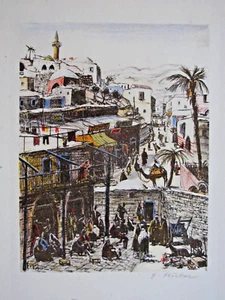 ERNST HUBER ,1895 – 1960 WIEN . JAFFA TEL AVIV ISRAEL . FARBLITHOGRAPHIE sign. - Bild 1 von 3