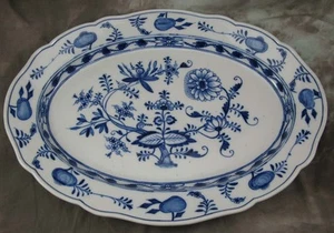 Antike Meissen Porzellan Servierplatte / Platte oval Zwiebelmuster 46x34,2 cm - Picture 1 of 12