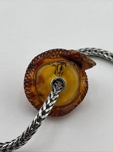 Trollbeads Very Rare Carved Snake Amber Bead XXL #327 - Picture 1 of 8