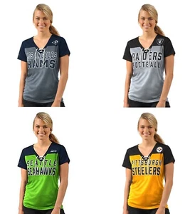 G-III Sports NFL Women's Shake Down Lace Up Jersey T-Shirt - Choose Team - Picture 1 of 9