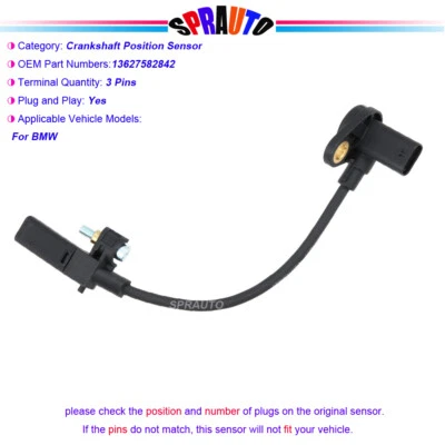 Sensor de posición del cigüeñal para BMW 335I 535I 740I M2 M3 X3 X5 PC897 13627582842 Foto 1 de 4
