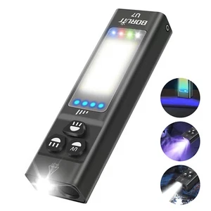 BORUiT 1200 Lumen Ricaricabile LED Portachiavi Torcia UV Luce Lavoro - Foto 1 di 21