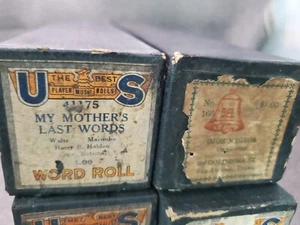 Estate Find LOTTO di 5 ROTOLI MUSICALI VINTAGE BEL & US PLAYER PIANOFORTE Word-Roll  - Foto 1 di 10