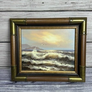 David Brusel signiert Meereslandschaft Öl auf Leinwand maritim gerahmtes Gemälde 11” x 13” - Bild 1 von 6