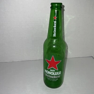 Коллекционная мужская, пещерная пивная бутылка Heineken пустая бутылка 9 дюймов Гонолулу, Гавайи - Изображение 1 из 3
