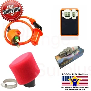 42mm Air Filter Performance CDI Ignition Coil Spark Plug Gy6 PD24J 150cc Scooter - Picture 1 of 9