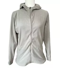 Eastern Mountain Sports Fleece Jacket Women M Gray Taupe Zip Long Sleeve Hood - Picture 1 of 12