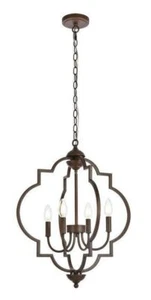 Chandelier Weathered Oak Pendant Farmhouse Kitchen Lighting Dining Room 20" - Picture 1 of 7