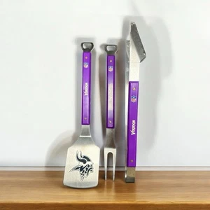 NFL Minnesota Vikings 3 Piece Grill Set BBQ Football Outdoor Cooking Brand NEW! - Picture 1 of 13