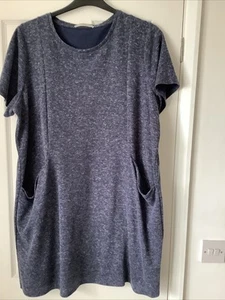 BLUE MARL DRESS SIZE 22 SHORT SLEEVES 2 FRONT POCKETS GEORGE - Picture 1 of 3