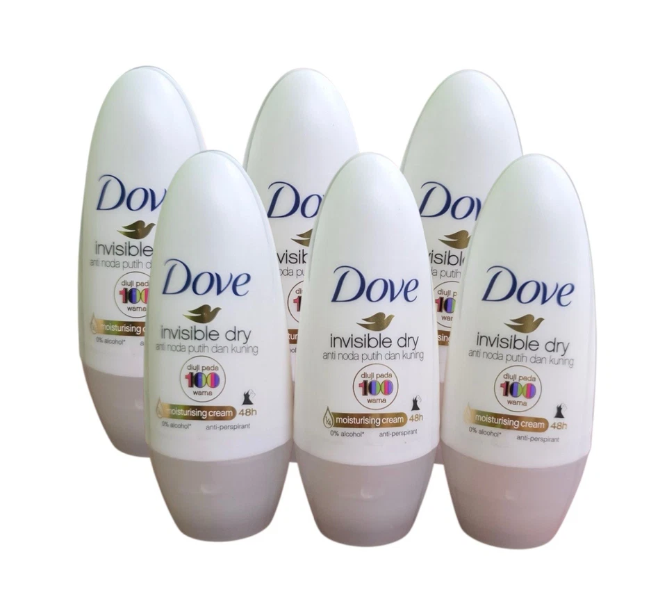 6X Dove Roll On Invisible Dry Women Scent Antiperspirant Deodorant 40ML - Image 1 of 1